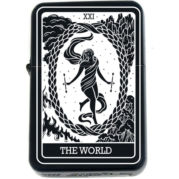 Tarot Card - 24 Major Arcana Cards Available Unique Collectible s Infinity Black Matt Windproof Lighters! (The-World) - Christmas, Halloween & Valentines Day Gift