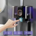 thumbnail image 3 of Toothbrush Holders for Bathrooms, Automatic Toothpaste Dispenser Space Saving Toothbrush and Toothpaste Holder，Toothbrush Holder Wall Mounted with 2 Cups for Bathroom, 3 of 7