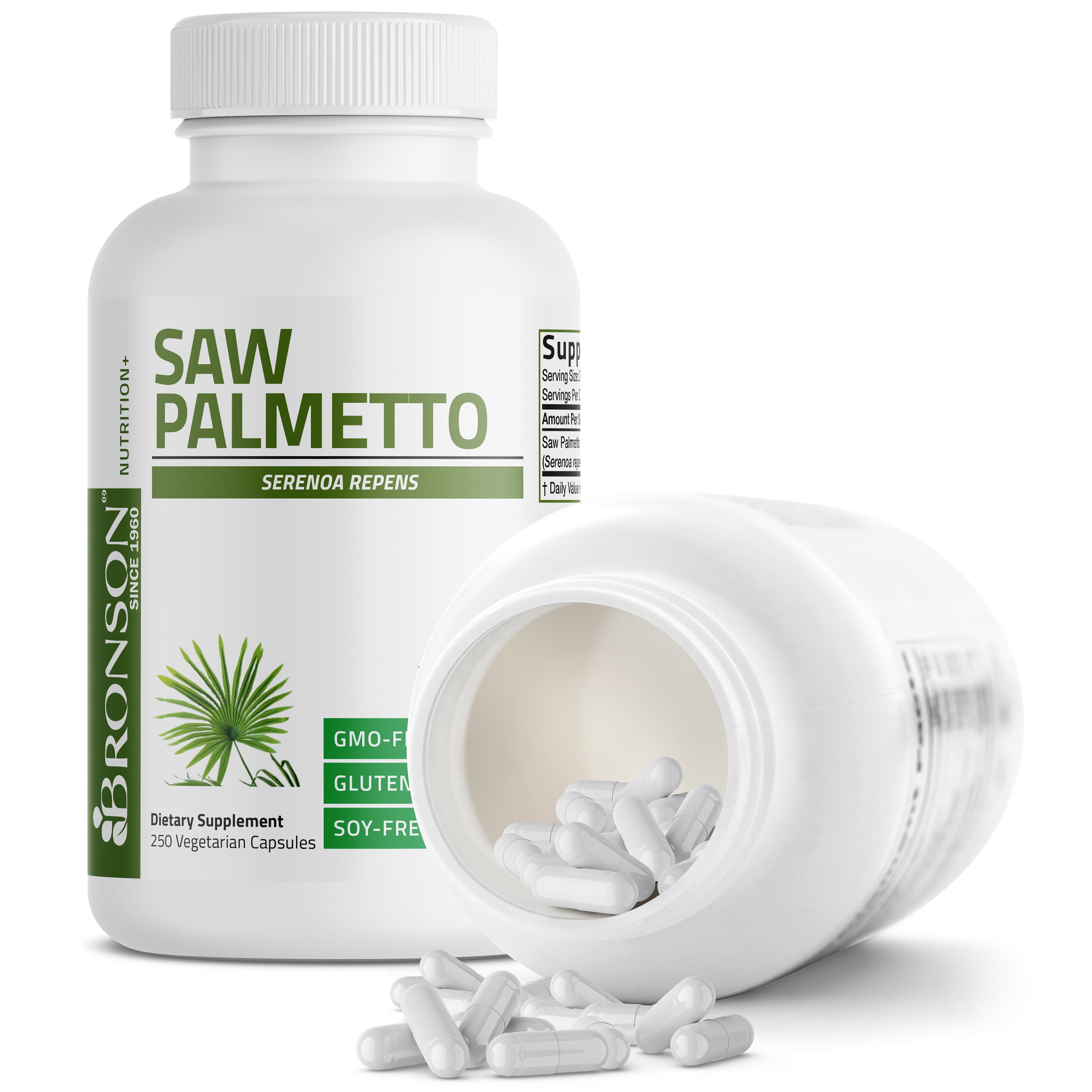 Bronson Saw Palmetto  Extra Strength Supports Healthy Prostate Function & Urinary Health Support - Non GMO, 250 Vegetarian Capsules