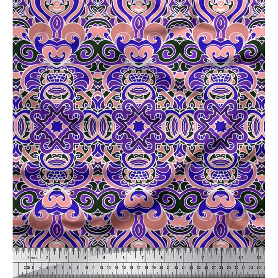 Soimoi Satin Silk Fabric Floral & Paisley Decorative Printed Craft Fabric by The Yard 42 Inch Wide