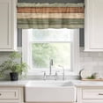 thumbnail image 4 of Farmhouse Sage Green Brown Kitchen Valances for Windows, Vintage Wooden Striped Bathroom Window Valances 54x18 Inch Rod Pocket Window Treatments Valance Curtains for Living Room Bedroom Decor, 4 of 9