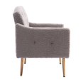 thumbnail image 4 of Modern Accent Chair with Rose Golden Legs, Modern Upholstered Armchair with Square Arms, Arm Chair for Living Room, Bedroom, Office, Reading Room, Grey Teddy, 4 of 9