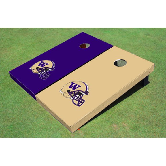University Of Washington Helmet Alternating Solid Cornhole Boards