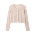thumbnail image 6 of Asxite Women Summer Tops Long Sleeve Knit Crochet Cover Up Beach Swimsuit Bikini Solid Sheer Shirts, 6 of 7