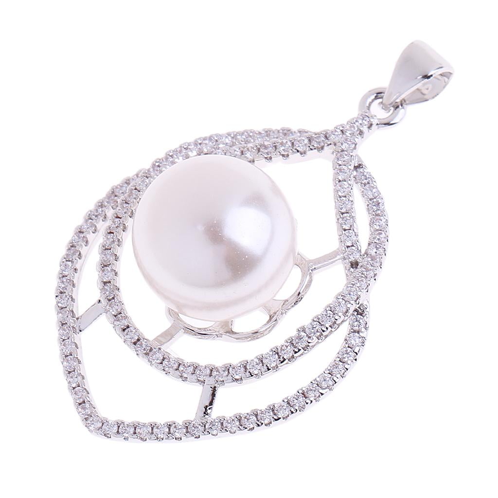 925 Sterling Silver Plating New Fashion Women Pearl Pendant Jewelry Chain #5 