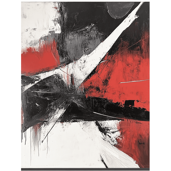 Abstract Red Black White Canvas Painting, Suitable for Living Room, Bedroom, Office, Dining Room, and Hallway Decoration.
