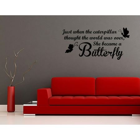- She Became A Butterfly Girls Wall Decal Vinyl Word Home Art JR101