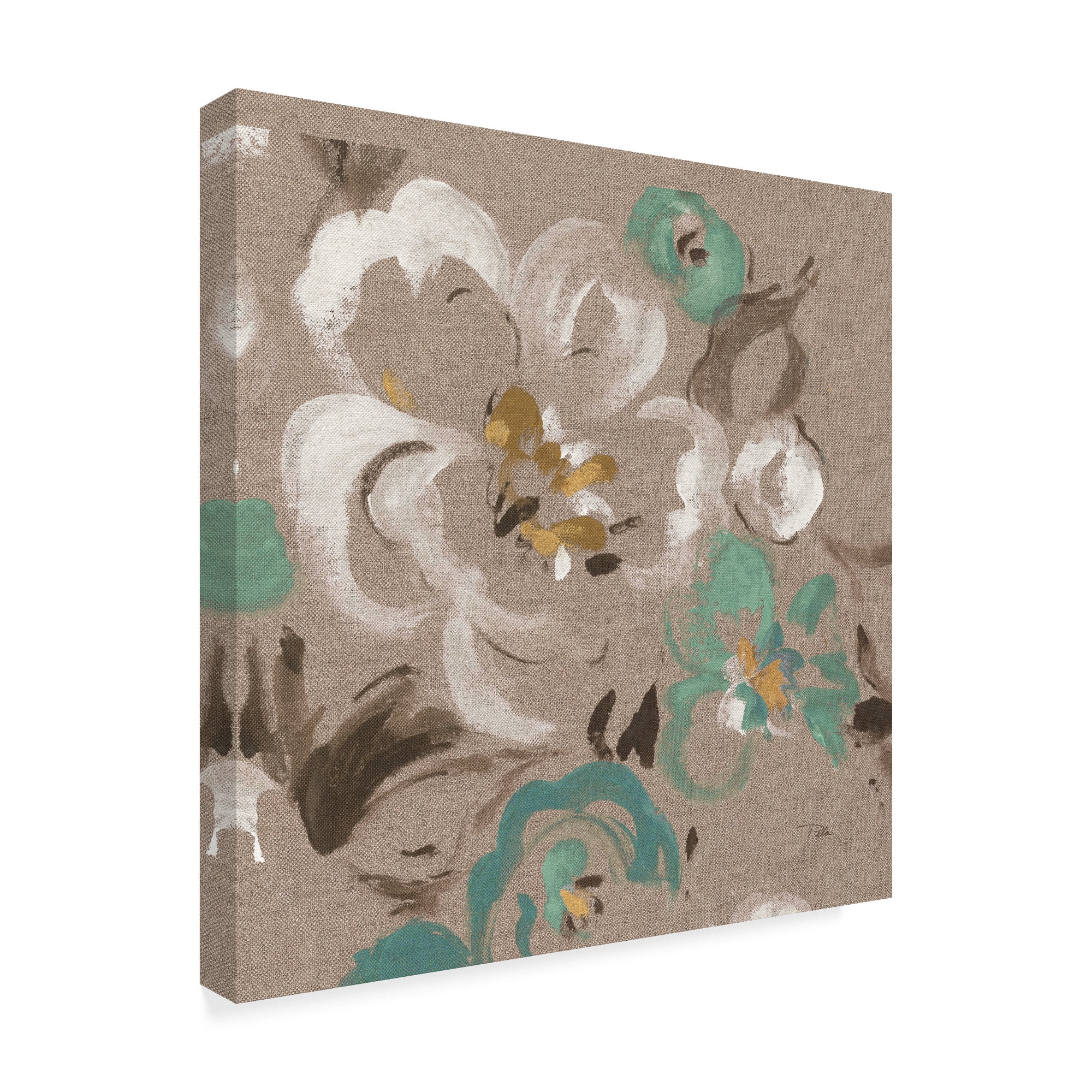 Trademark Fine Art 'Brushed Petals II Teal' Canvas Art by Pela