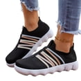 thumbnail image 2 of Domuza Women's Colorful Stripe Knit Slip-On Sneakers, Lightweight Breathable Comfort Walking Shoes, Casual Non-Slip Footwear for All-Day Wear Black 7（EU-38）, 2 of 5