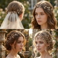 thumbnail image 3 of Miallo Elegant Antique Gold Leaf and Flower Hair Vine for Bridal and Bridesmaids, Vintage Style Crystal Headband for Prom and Party, Gift for Special Occasions, 3 of 7