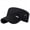 AA Black, variant on Flat Top Cadet Hat Leather Patch Detail Military Style Sun Visor Adjustable Cap for Men Women Summer