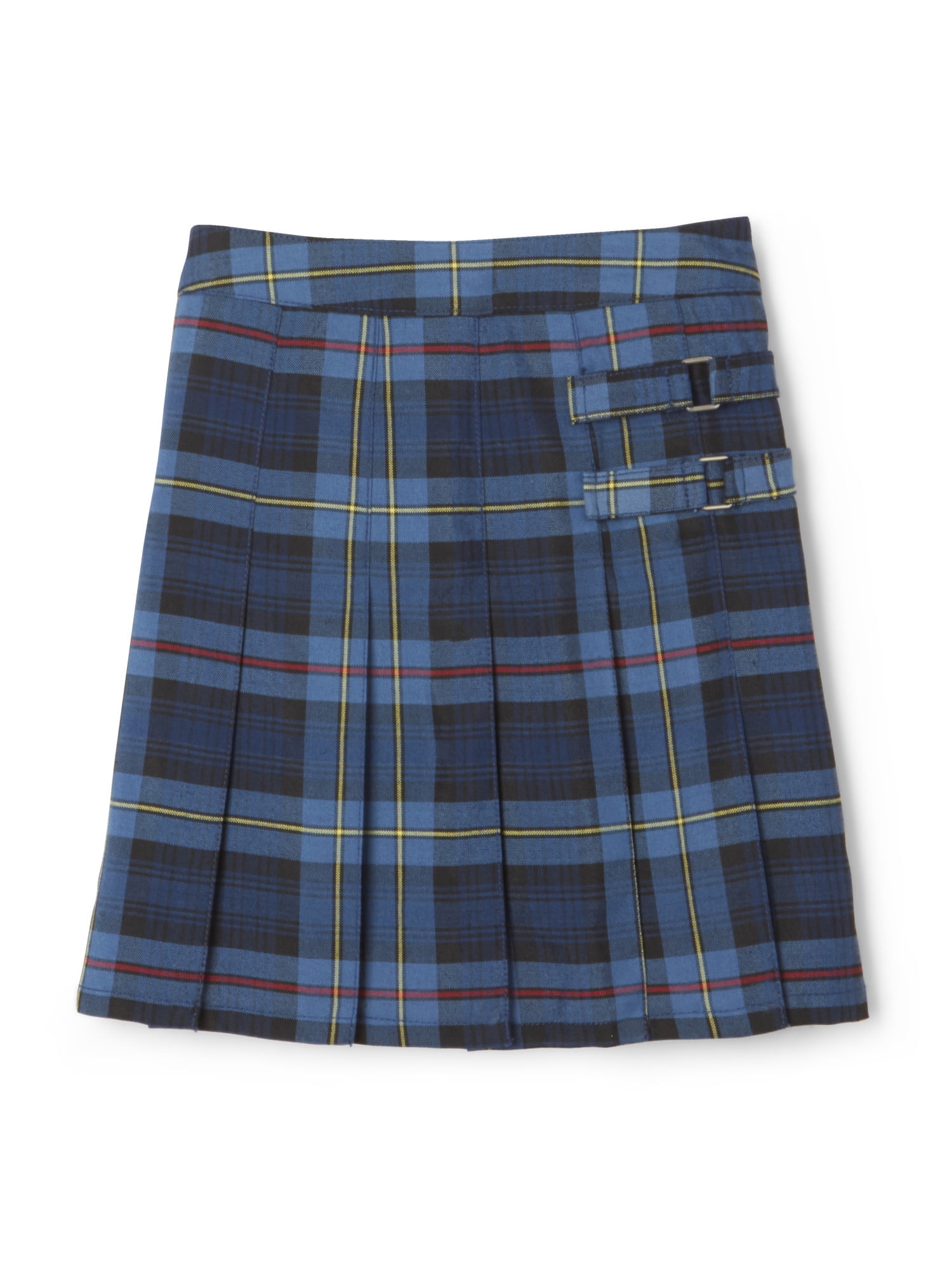 French Toast Little Girls Plaid Pleated Scooter 5 Blue/Gold Plaid 