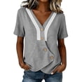 thumbnail image 3 of Msgweeeg Short Sleeve Tops for Women Summer Clothes V Neck Lace Regular Fit Fashion Holiday Women Blouses, 3 of 7