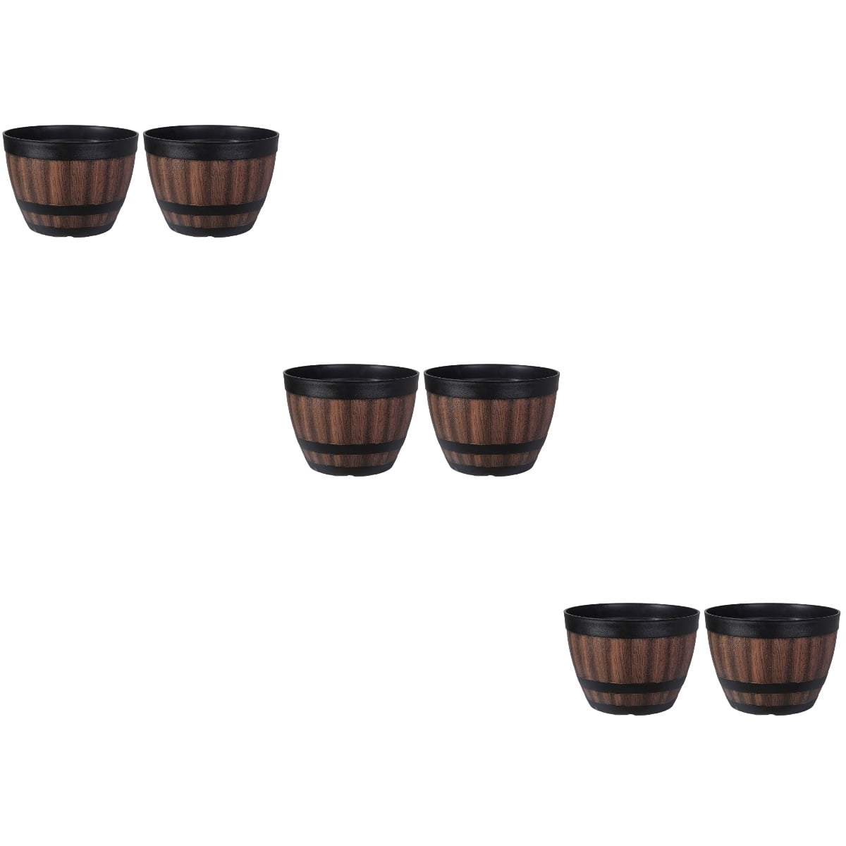BERTDOMD 6-Pack Thick Wooden Flower Pots Plant Containers Simulated Buckets for Indoor Outdoor Garden Decor
