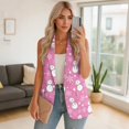 thumbnail image 4 of Uorisanigo Christmas Pink Snowman Women's Sleeveless Vest Blazer with Pockets Waistcoat Vest for Women V Neck Loose Blazer Vests Casual Outerwear Size 2XL, 4 of 7