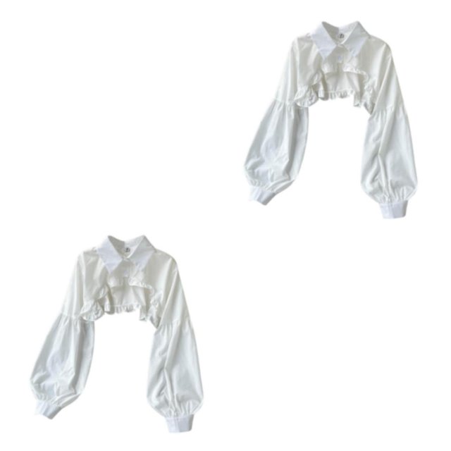 kurtrusly Faux Col Demi-Blouse Chemise Robe Mode Col Détachable Filles Blanc L L 2Set