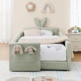 thumbnail image 4 of Deiokin Twin Size Bunny Ear Platform Bed Frame, Upholstered Boucle Fabric Bed Frame with Safety Rail & Storage Pocket, 4 of 10