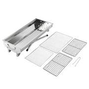 Barbecue Charcoal Grill, Stainless Steel Folding Portable BBQ for Outdoor Cooking, Camping and Picnics, Easy Carry Design, Silver