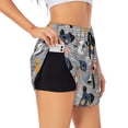thumbnail image 1 of Balery Dog Pantalones cortos deportivos para mujer con forro y dos bolsillos, elásticos, para entrenamiento, gimnasio, yoga-Medium, 1 of 7