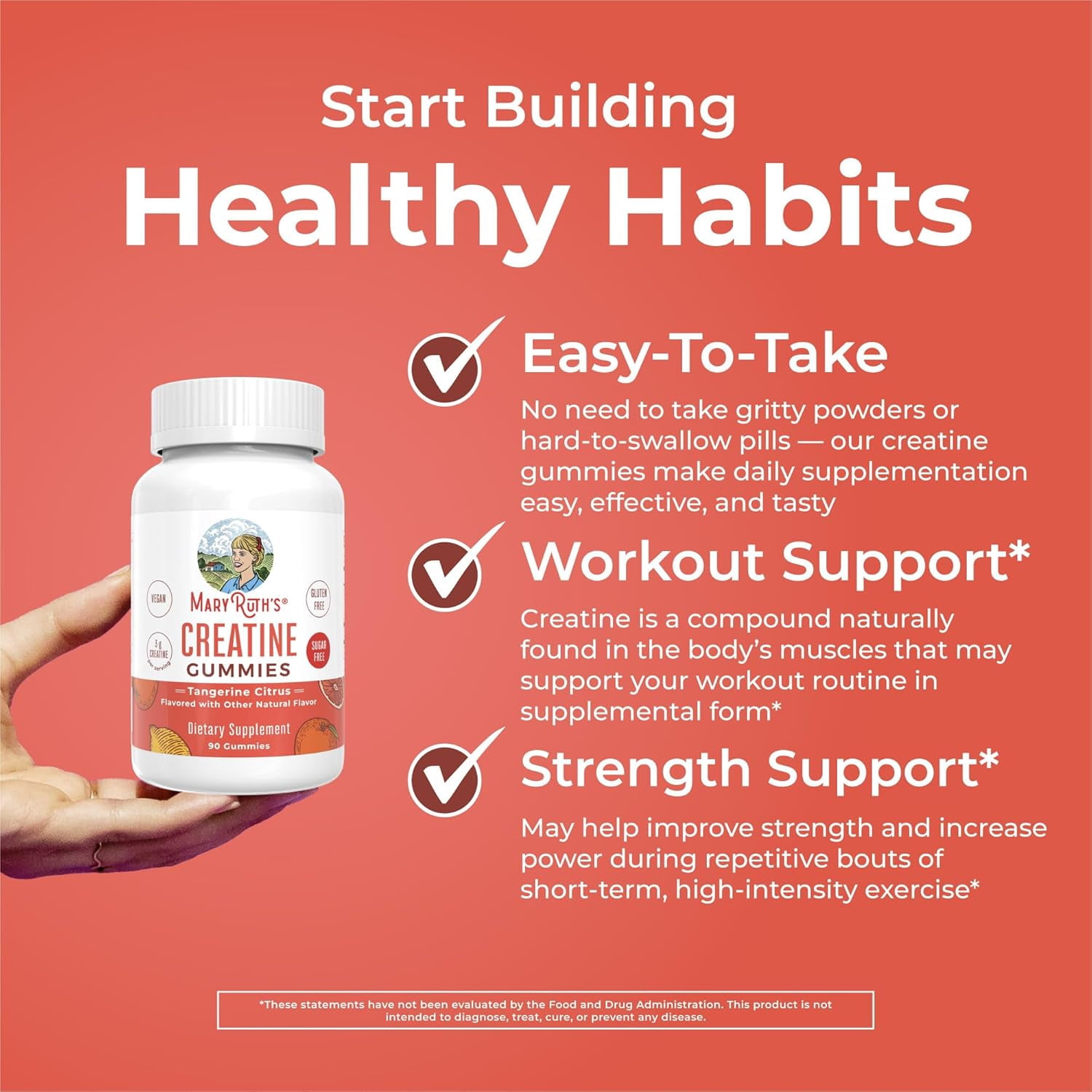 MaryRuth's Creatine Gummies, Tangerine Citrus 90 ct