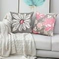 thumbnail image 5 of Pink Decorative Throw Pillow Covers 20x20 Set of 4, Pink and Gray Modern Daisy Floral Pillows Linen Pillow Covers for Couch Sofa Living Room, 5 of 6