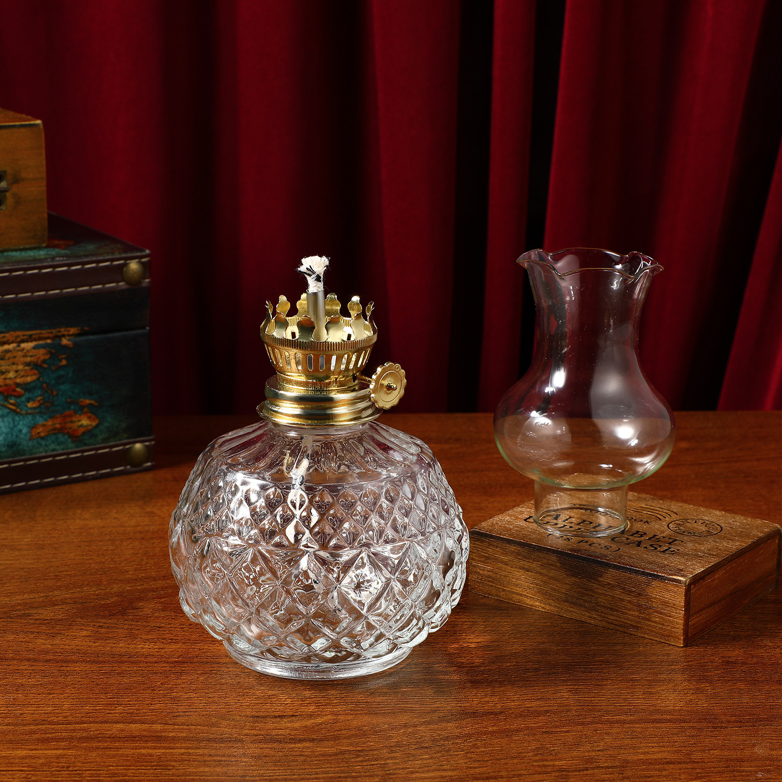 Recardis 2 Pcs Glass Kerosene Lamps Vintage Kerosene Lamps Portable Oil Lanterns for Home