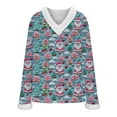 thumbnail image 5 of Christmas Sweater Women Fuzzy V-Neck Shirts Christmas Pattern Sweatshirt Holiday Loose Causal Sweatshirts Xmas Outfits Loose Holiday Pullover Shirts, 5 of 6