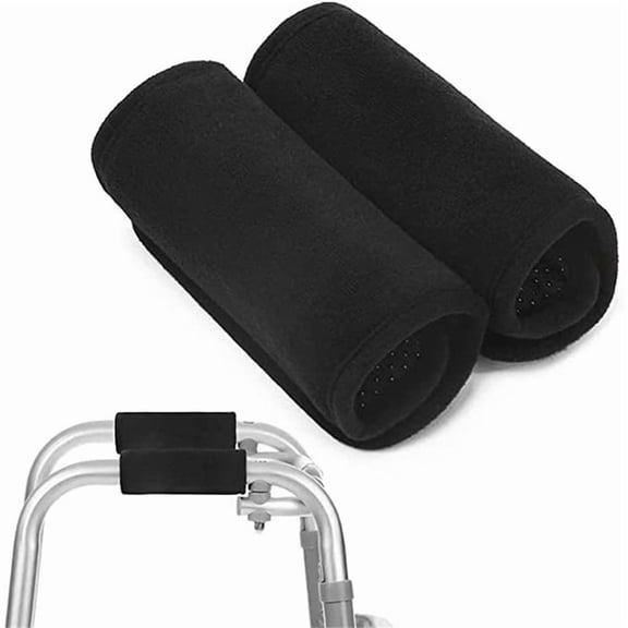 Padded Hand Grip Covers , Comfort, Fashion, Washable - Standard Walker Handle Cushion - Mobility Aid Accessories (A pair of black)