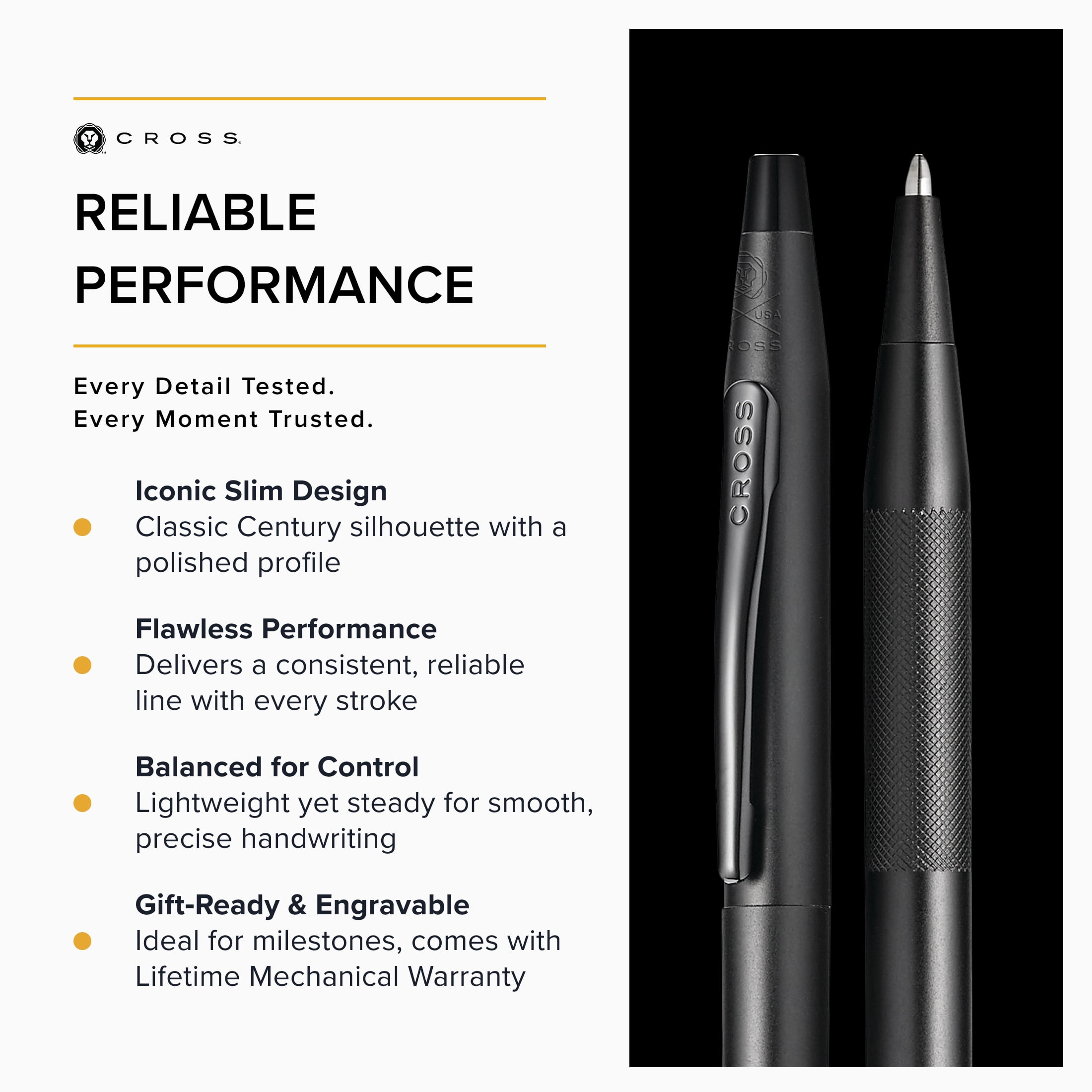 Cross Classic Century® Black PVD Ballpoint Pen with Micro-knurl Detail