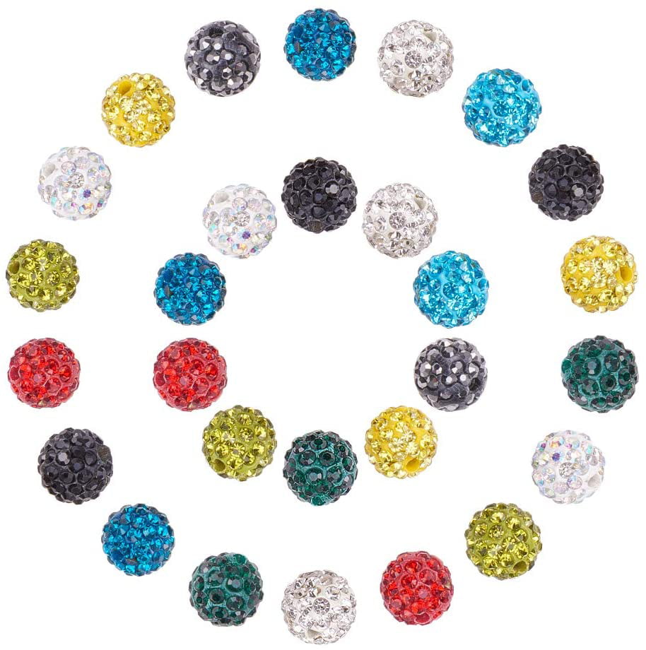 10pcs Crystal Rhinestones Pave Round Ball Spacer Beads Pick your Color and Sizes 