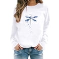 thumbnail image 2 of TANGNADE Women Outerwear Sweatshirt Women's Odonate Print Casual Fashion Sweatshirt Top Dragonfly Womens Sweater White XL, 2 of 4