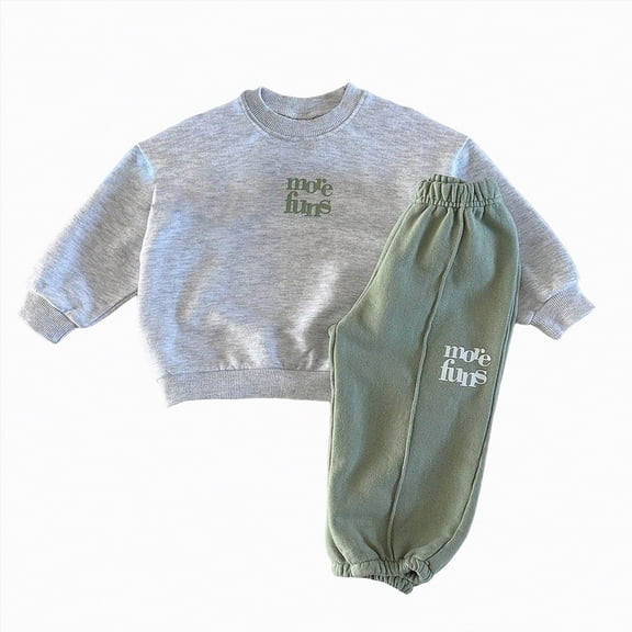Futezty Toddler Boys Girls Clothes Fall Winter Outfit Sets, Baby Outfits Long Sleeve Round Neck Letter Embroidery Stretch Waistband 6 12 18 24 Months 2T 3T 4T 2-Pieces Set Everyday
