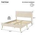 thumbnail image 2 of Full Size Bed Frame, Velvet Full Platform Bed Frame with Adjustable Headboard, Upholstered Bed Frame Full, Wood Slats Support, No Box Spring Needed, Beige, 2 of 9