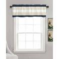 thumbnail image 3 of Navy Blue Beige Stripe Kitchen Valances for Windows Farmhouse Linen Window Valance Curtain for Living Room Window Treatment Modern Art Horizontal Striped Valance Rod Pocket Topper Drape, 60 x 18 Inch, 3 of 6