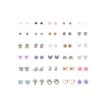 Wonder Nation Female Multicolored Variety Butterfly Stud Earring Set, 30 Pack