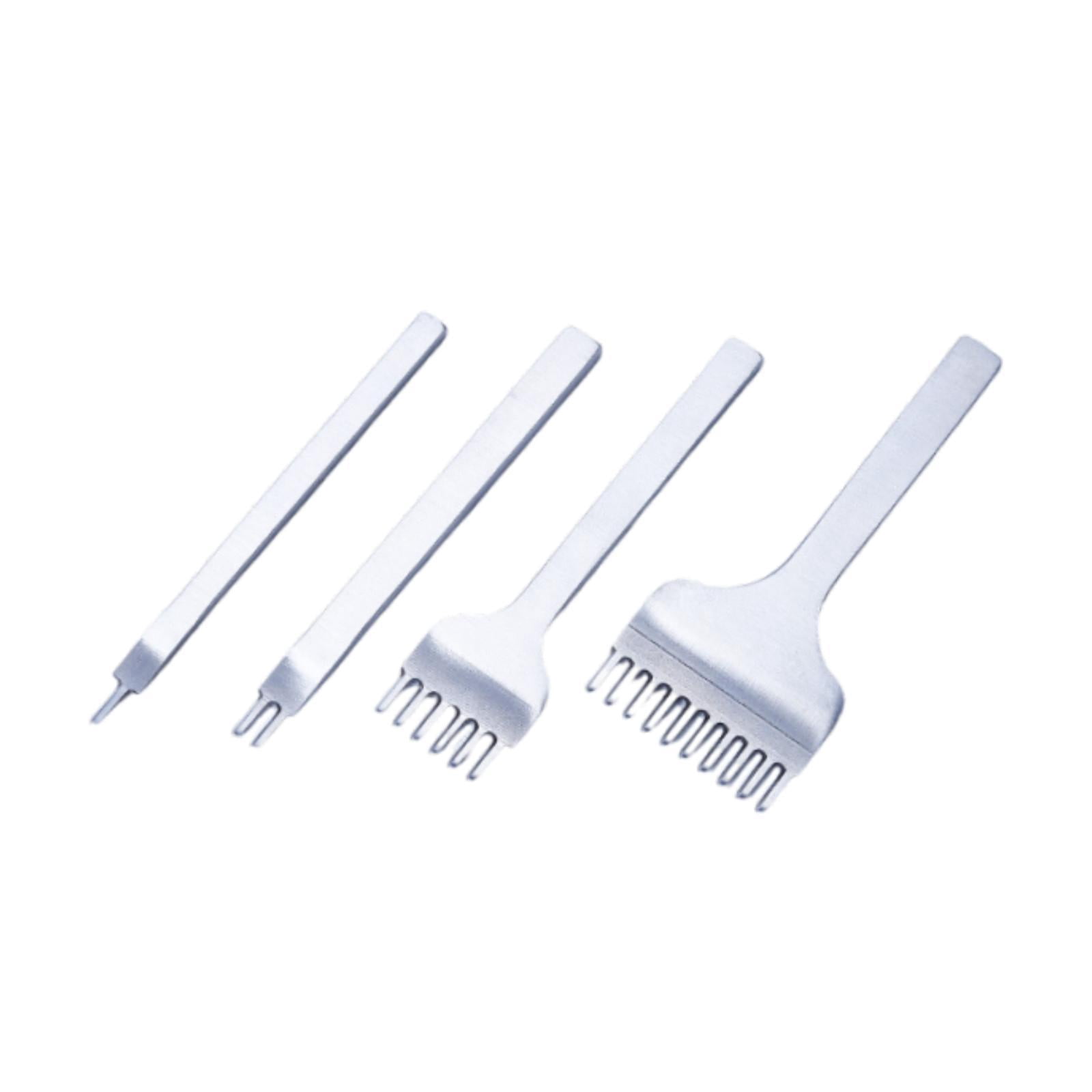 balikha 4Pcs Stitching Punches Kit 1/2/6/10 Prong Comfortable to Hold Smooth Leathercraft Tools Lightweight Stitching Pouch DIY Tools 4mm