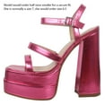 thumbnail image 2 of Soda Women's Faux Leather Strappy High Platform Chunky Block Ankle Strap Heel, Pink, 6 M US, 2 of 5