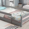thumbnail image 4 of Twin Size Floor Bed Wooden Montessori Floor Bed with House-Shaped Headboard and Fence Guardrails Twin Bed Frame for Girls and Boys, No Weight Limit, Gray, 4 of 7