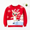 thumbnail image 2 of Lovskoo Toddler Baby Boy Girl Christmas Sweater Pullover Reindeer Snowman Sweatshirts Knit Tops for 1-6 Years Red, 2 of 5