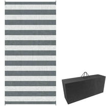 Barara King Rug,Non Slip Rugs,Indoor Door Mat,Reversible Outdoor Rug, 9'x 18' Waterproof Straw Floor Mat, Portable RV Camping Carpet,Gray & White Striped