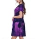 thumbnail image 2 of Easygdp Purple Starry Sky Antelope para Vestido Transpirable de Mujer, Vestido Suelto de Manga Corta con Pliegues y Bolsillos para el Verano, 2 of 6