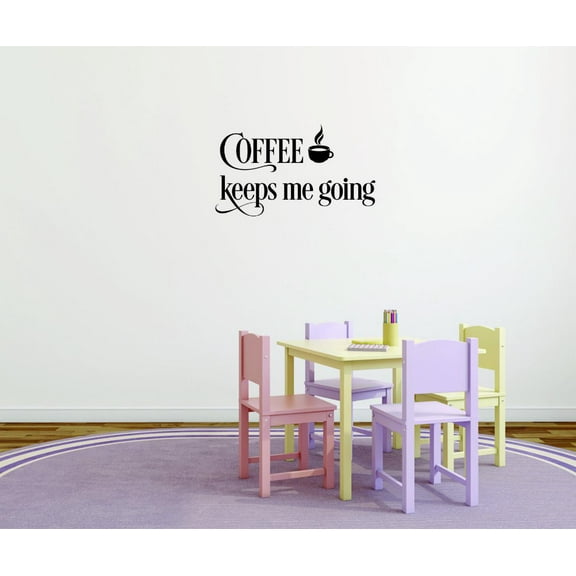 Wall Decal Coffee Keeps Me Going Coffee Espresso Mocha Cappuccino Americano Brew Holiday Gift Decorating Ideas Sticker - Size: 25 Inches X 50 Inches
