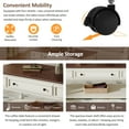 thumbnail image 5 of [Luckynote]Coffee Table with One Drawer, Easy Assembly, Retro Movable Rectangular Cocktail Table with Lockable Wheels, Country Style Center Table with Solid Wood Legs for Living Room, Walnut+White, 5 of 10