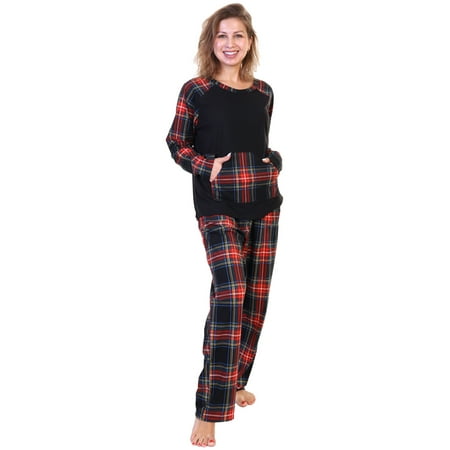 

Angelina 2-Piece Set Matching Family Flannel Kangaroo Pocket Raglan Shirt with Pajama Pants