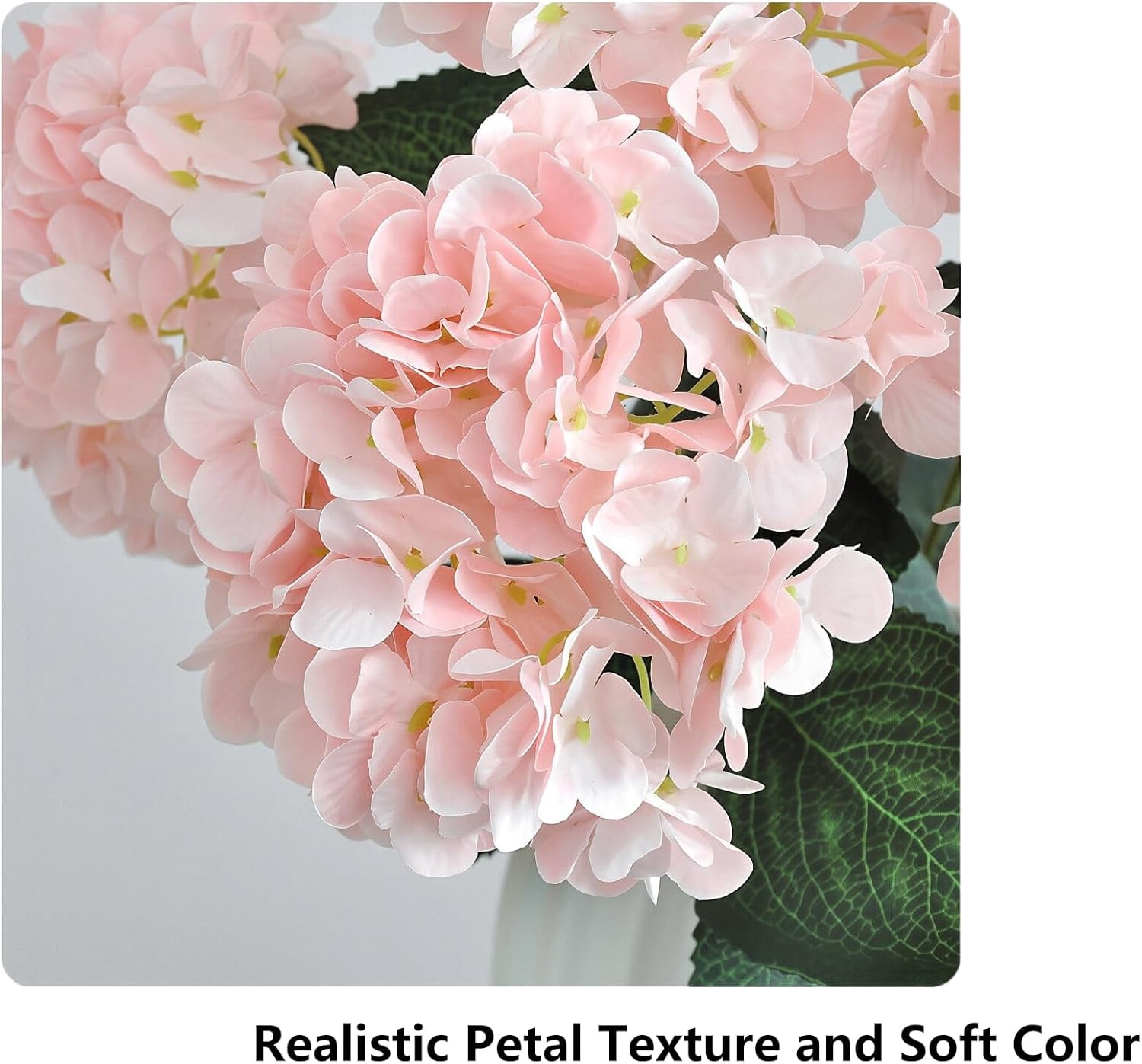 Front Porch Hydrangeas, 17.7in 5 Heads Hydrangea Artificial Flowers Outdoor Uv-Resistant Waterproof Windproof Never Faded, Realistic Silk Faux Floral for Spring Wedding Yard Garden