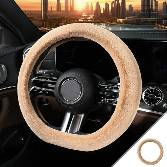 RNLUGM Car Accessories 38cm Winter Plush Car Steering Wheel Cover Universal Fitting For Most Cars Universal Fitting 15 Inches