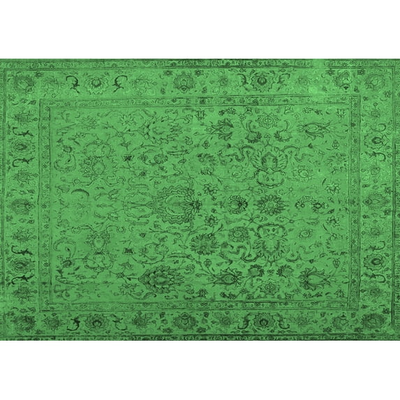 Ahgly Company Indoor Rectangle Abstract Emerald Green Contemporary Area Rugs, 8' x 10'