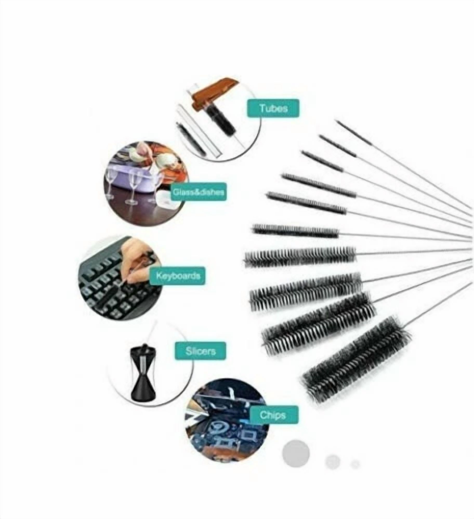 Us Nylon Straw Brush Cleaner Bottle Tube Pipe Small Long Cleaning 10Pcs Set