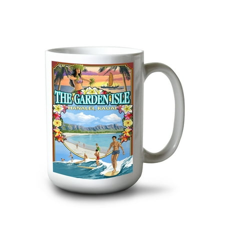 

15 fl oz Ceramic Mug Kauai Hawaii The Garden Isle Montage Dishwasher & Microwave Safe