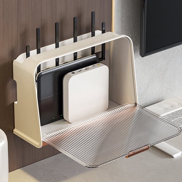 Boîte de Rangement pour Routeur, Murale, Transparente, Grande Capacité, Wi‐Fi, Boîtier de Jonction de Réseau Sans Fil, Décodeur, Carte Filaire à Brancher, Rack pour la Maison